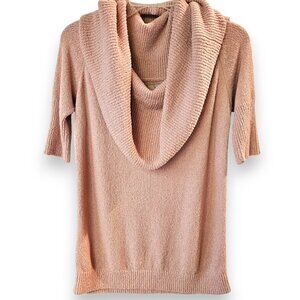 LOFT Blush Pink Cowl Neck Sweater–Short Sleeves, Size M, Stretchy & Convertible